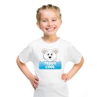 T-shirt wit voor kinderen met Teddy Cool de ijsbeer XL (158-164)  -