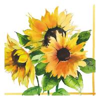 Servetten zonnebloemen thema - 80x - 33 x 33 cm - 3-laags papier - feestservetten bloemen
