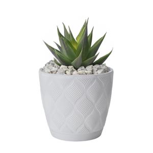 Form Plastic Plantenpot/bloempot New Age - kunststof - ivoor wit - D15 x H14 cm - met schotel