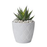 Form Plastic Plantenpot/bloempot New Age - kunststof - ivoor wit - D15 x H14 cm - met schotel