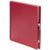 3x Schetsboeken/tekenboeken rood A4 formaat 80 vellen inclusief pennen