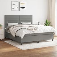 Boxspring met matras stof donkergrijs 160x200 cm