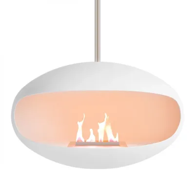 Aeris Wit + Stalen staaf | Cocoon Fires | Plafond bio-ethanol haard | Wit