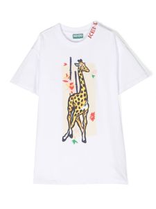 Kenzo Kids robe à imprimé girafe - Blanc