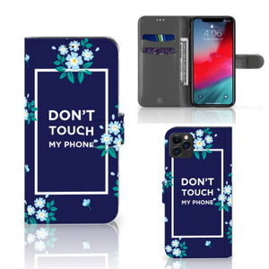 Apple iPhone 11 Pro Max Portemonnee Hoesje Flowers Blue DTMP