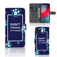 Apple iPhone 11 Pro Max Portemonnee Hoesje Flowers Blue DTMP - thumbnail