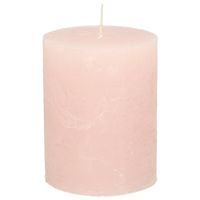 Stompkaars/cilinderkaars - licht roze -  7 x  9 cm -  middel rustiek model   -