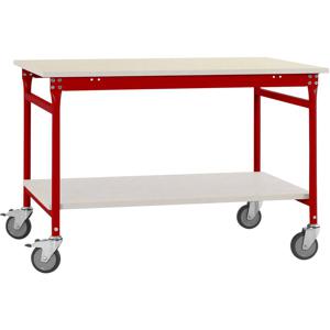 Manuflex BB5311.3003 Compleet bijzettafel basismobiel met melamine schijf + legplank, bxdxh: 1000 x 600 x 850 mm Robijn-rood