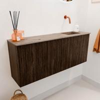 Toiletmeubel Mondiaz Joya Dlux | 100 cm | Meubelkleur Walnut | Faye wastafel Arena Wasbak Rechts | Zonder kraangat(en)
