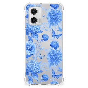 Case voor Motorola Moto G73 Flowers Blue