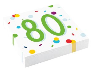 Feestservetten 80 Jaar Confetti (20st)