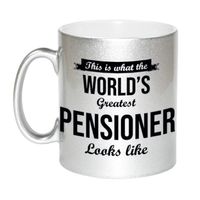 How the worlds greatest pensioner looks like mok / beker zilver pensioen cadeau collega 330 ml