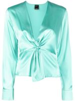 PINKO blouse en soie à encolure torsadée - Vert - thumbnail