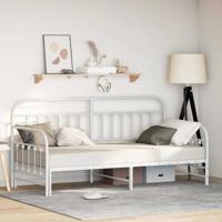 Bedframe voor een daybed met hoofdeinde Wit 90 x 200 cm Staal