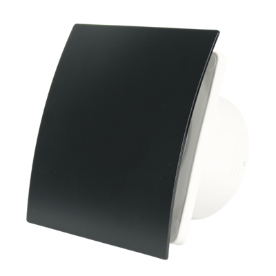 Whisper Pro-design Badkamerventilator - Ø100mm - Met Nalooptimer - Gebogen Kunststof - Mat Zwart