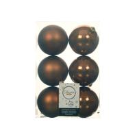 Decoris Kerstballen - 6x st - kaneel bruin - D8 cm - kunststof - kerstversiering