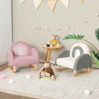 Kinderstoel voor Peuters Gestoffeerde Kinderbank met Massief Houten Poten Schommelstoel voor Kinderkamer Speelkamer (Grijs)