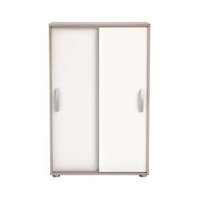 Kast Nano met schuifdeuren - licht eiken/wit - 105,6x68x32,9 cm - Leen Bakker