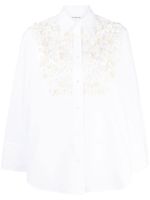 P.A.R.O.S.H. chemise oversize à appliques fleurs - Blanc