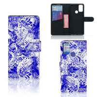 Telefoonhoesje met Naam Alcatel 1S (2021) Angel Skull Blauw