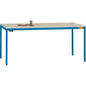 Manuflex LD1913.5007 ESD ESD-werktafel UNIDESK met rubber schijf, onderstel van stralend blauw RAL 5007, bxdxh = 1600 x 800 x 720-730 mm Stralend blauw (RAL