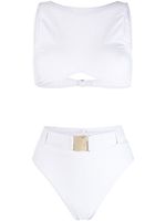 Noire Swimwear bikini à taille haute ceinturée - Blanc - thumbnail