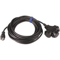 Rubber verlengsnoer 10M zwart 3-voudige contactdoos en zware rubberkabel H07RN-F 3 x 2,5mm