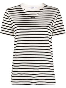 MSGM t-shirt rayé à logo brodé - Noir