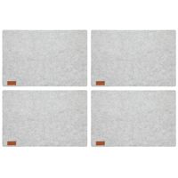 12x stuks rechthoekige placemats met ronde hoeken polyester licht grijs 30 x 45 cm - thumbnail