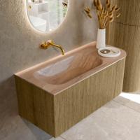 Badmeubel Mondiaz Kurve-Dlux | 105 cm | Meubelkleur Dusk | Wastafelkleur Saba | Solid surface | Wasbak linker zijde spoelbak | Zonder kraangat(en) Badmeubel Mondiaz Kurve-Dlux | 105 cm | Meubelkleur Dusk | Wastafelkleur Saba | Solid surface | Wasbak linker zijde spoelbak | Zonder kraangat(en)