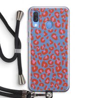 Leopard blue: Samsung Galaxy A40 Transparant Hoesje met koord