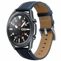 Premium Leather bandje - Donkerblauw - Samsung Galaxy Watch 4 Classic - 42mm & 46mm - thumbnail