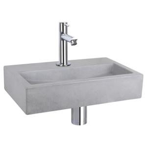 Differnz Flat fonteinset beton lichtgrijs - kraan gebogen - 38 x 24 x 8 cm - chroom