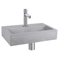 Differnz Flat fonteinset beton lichtgrijs - kraan gebogen - 38 x 24 x 8 cm - chroom