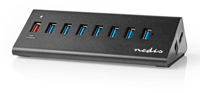 Nedis usb-hub | usb micro-b female | usb-a female | 8-poorts | 1 stuks - uhubup3810bk