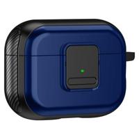 Magnetische hoes voor Apple AirPods Pro, Gesp ontwerp Bluetooth koptelefoon TPU hoes met karabijnhaak - Zwart + Blauw - thumbnail