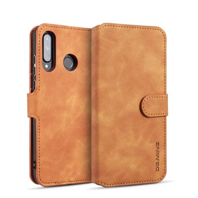 Dg. MING retro olie kant horizontale flip case met houder & kaartsleuven & portemonnee voor Huawei P30 Lite (bruin)