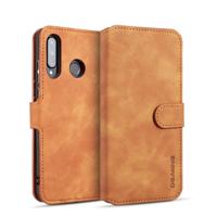 Dg. MING retro olie kant horizontale flip case met houder & kaartsleuven & portemonnee voor Huawei P30 Lite (bruin)