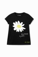 T-shirt met madeliefje en omkeerbare pailletten - BLACK - 3/4