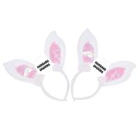 Verkleed diadeem paashaas/bunny oren - 2x - wit - meisjes/dames - Carnaval