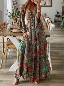 V Neck Boho Dress With No