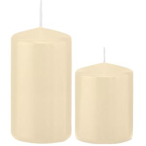 Stompkaarsen set van 4x stuks creme wit 8 en 12 cm