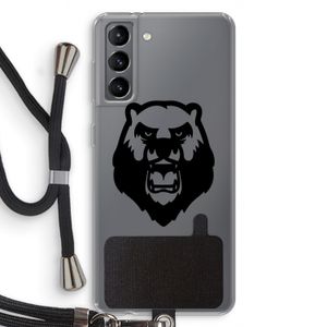 Angry Bear (black): Samsung Galaxy S21 Transparant Hoesje met koord