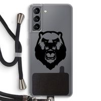 Angry Bear (black): Samsung Galaxy S21 Transparant Hoesje met koord