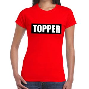 Rood t-shirt dames met tekst Topper in zwarte balk 2XL  -