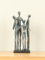 Brons look symbolisch beeldje Kring familie 2 kinderen, 30 cm