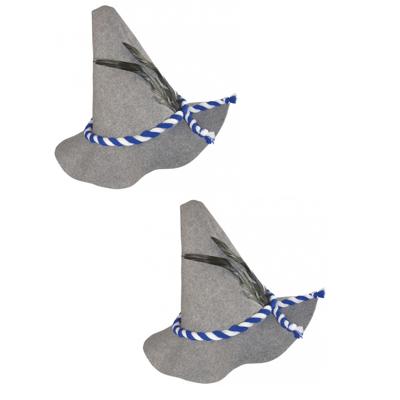 Beieren zeppelhoed - 2x stuks - grijs - voor volwassenen - Oktoberfest hoed - Bayern