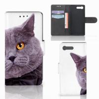 Sony Xperia X Compact | Telefoonhoesje | Met pasjeshouder | Kat
