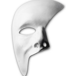 Carnaval verkleed masker phantom of the opera - wit - met elastiekje - plastic - beschilderbaar