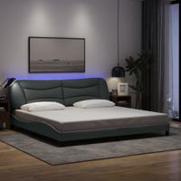 Bedframe met LED zonder matras "Hvar" stof 200x200 cm lichtgrijs